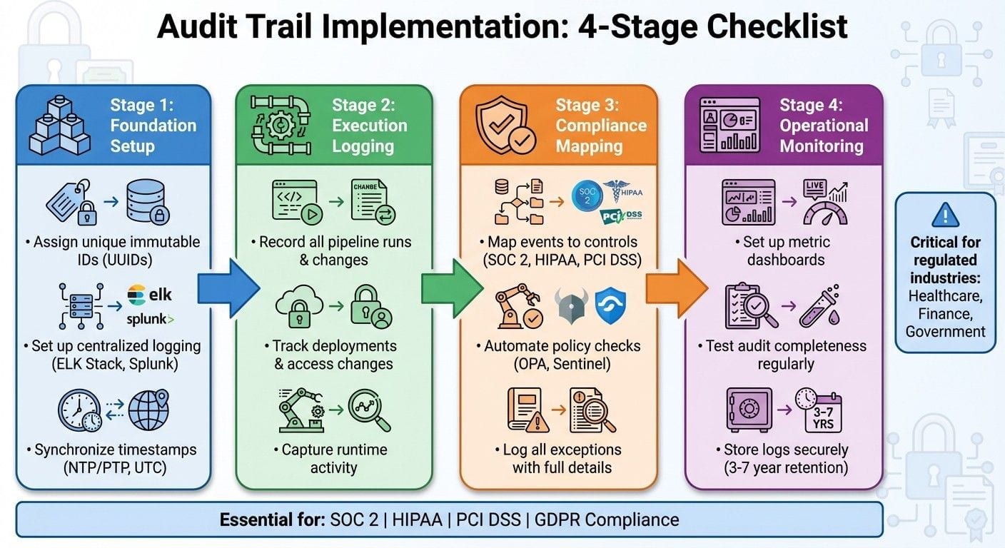 CI/CD Audit Trail Implementation: 4-Stage Checklist for AI Agent Compliance